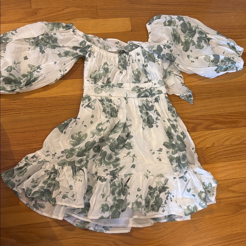 Hello Molly Floral Off-Shoulder Dress with Puff Sleeves